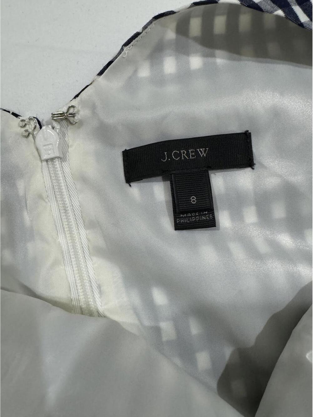 J. Crew Navy Gingham Plaid Fit & Flare Ruffle Midi Dress Size 8 NWOT Cottagecore - Picture 5 of 9